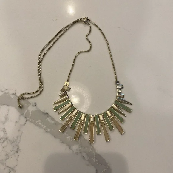 Kendra Scott Gold Necklace with Mint Green Bars - Picture 2 of 5